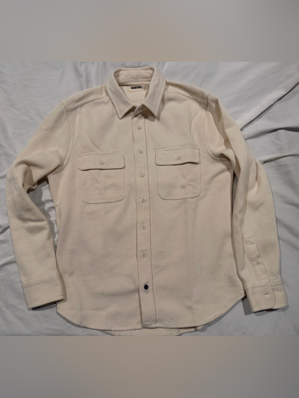 Taylor Stitch Birch Pincord Corduroy Division Shirt Small off white